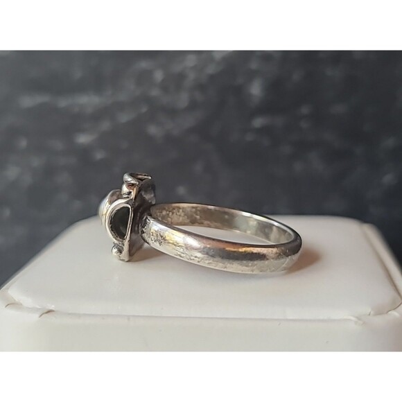 925 Sterling Silver Pearl Floral Square Shaped Ring Vintage, SIZE US 7.25 - Picture 5 of 10